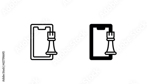 Online Chess icon design with white background stock illustration