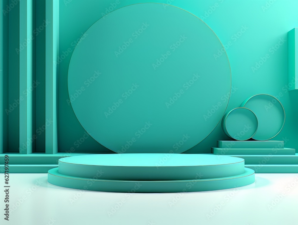 Abstract minimalistic contrast scene with geometric shapes. Green mint visualization AI Abstract minimalistic contrast scene with geometric shapes. Green mint visualization AI