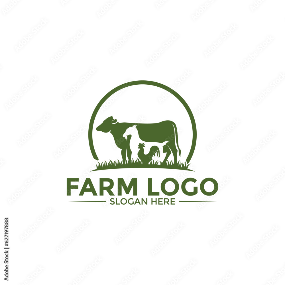 Obraz premium Farm Animal Logo design vector, Simple Livestock or Farm logo template
