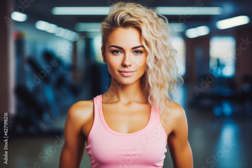 Portrait of young sporty woman in gym. Happy athletic fit muscular woman in fitness center. Free Download Portrait of young sporty woman in gym. Happy athletic fit muscular woman in fitness center. - GFXLoad