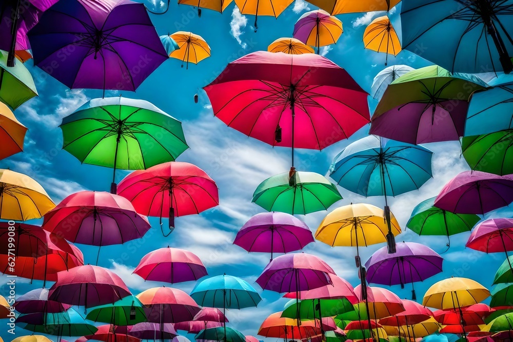 Fototapeta premium colorful umbrellas in the sky