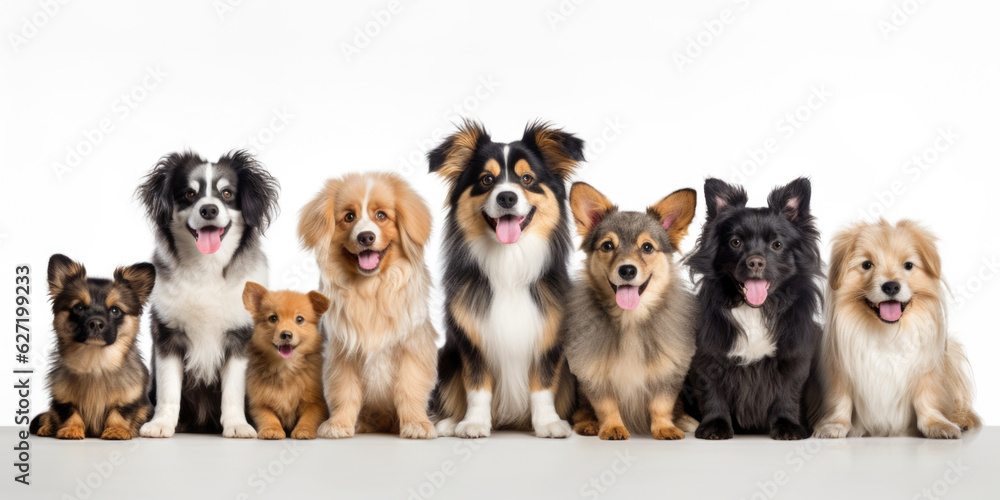 Fototapeta premium Group of dogs isolated on white background