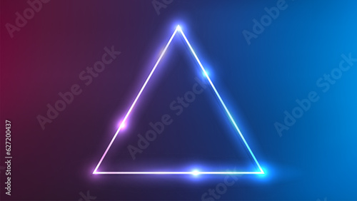 Neon triangle frame with shining effects