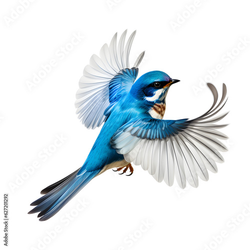 Isolated Realistic Blue Sparrow Bird on White Background - Generative AI  © ArticMinimal