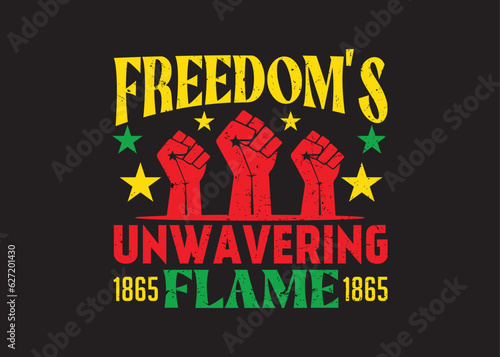 Juneteenth 1865 American black people historical freedom day t-shirt design. Trendy Juneteenth typography, Happy Juneteenth day, T-shirt and apparel design. photo