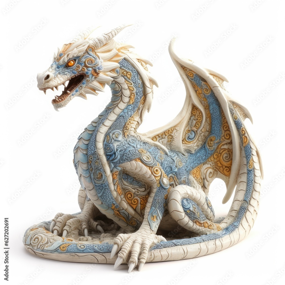 Obraz premium Fantasy image of Dragon, in Ivory carving style