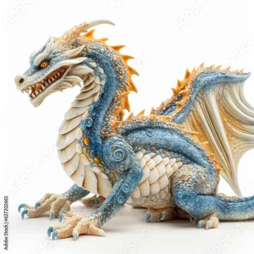 Fantasy image of Dragon, in Ivory carving style