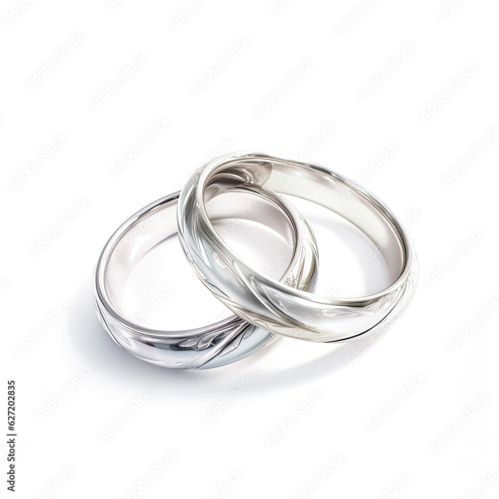 A pair of Silver wedding rings, in pastel painting style A pair of Silver wedding rings, in pastel painting style