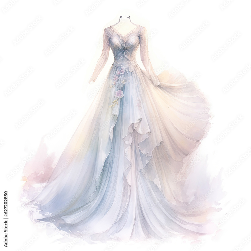 wedding dress bridal in pastel drawing wedding dress bridal in pastel drawing