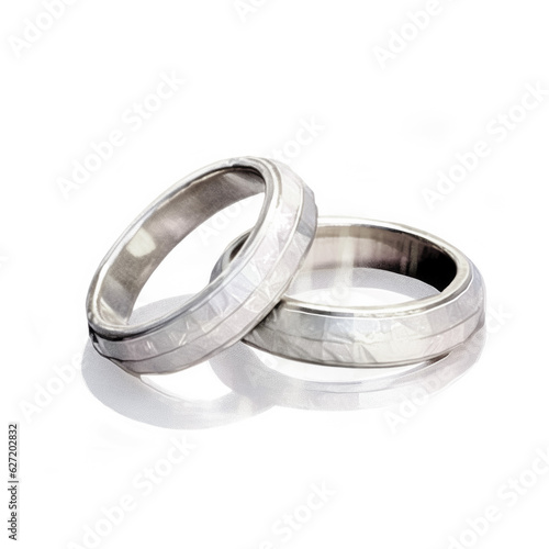 A pair of Silver wedding rings, in pastel painting style
