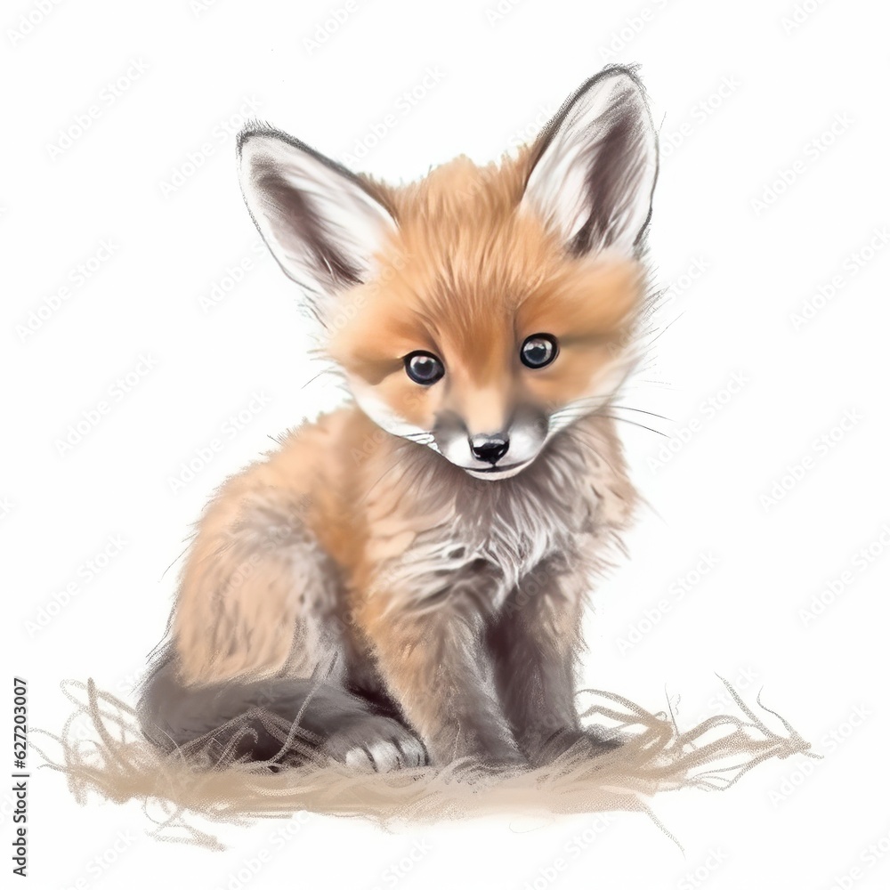 baby fox in pastel drawing baby fox in pastel drawing