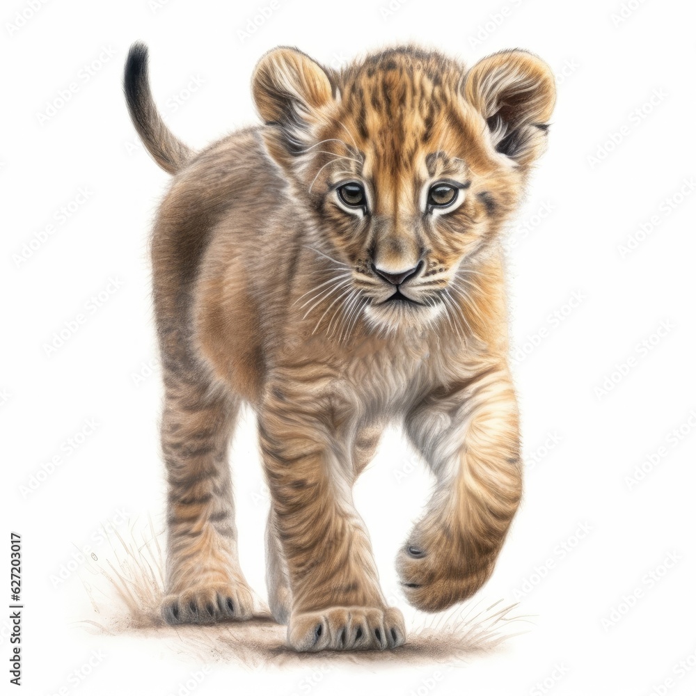 Obraz premium baby lion in pastel drawing