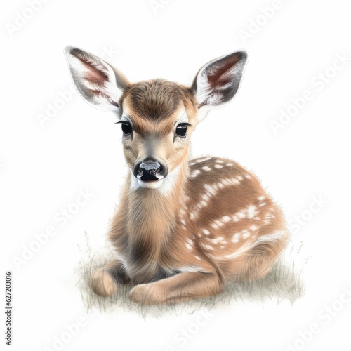 baby deer, pastel drawing style