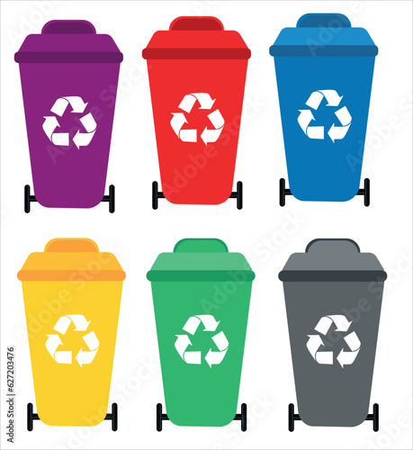 Recycle bin vector illustration. Colorful recycle bin