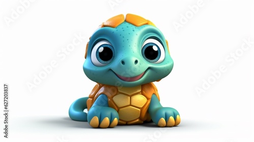 Cute Cartoon Turtle Character. Generative AI