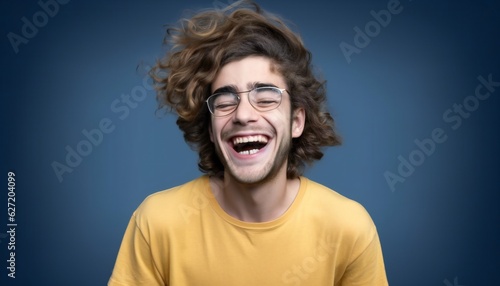 Bold Punchy Headshots Portrait of a laughing Man