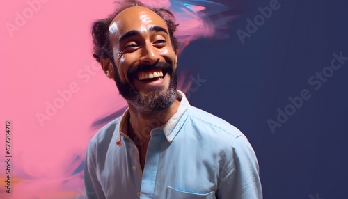 Bold, Punchy Headshots Portrait of Happy Man
