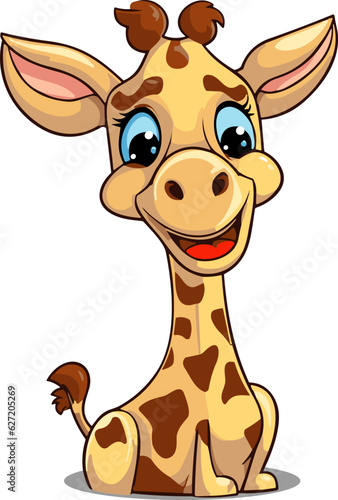 Cute Giraffe Cartoon On White Background