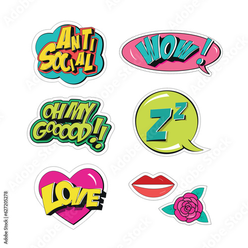 Vintage stickers collection. Vector illustration