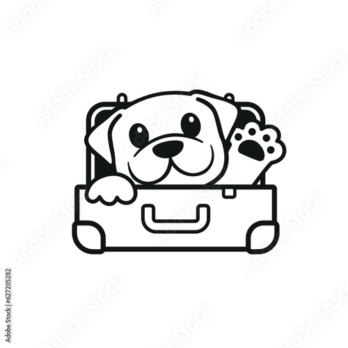 Traveling with dogs. Outline Vector Logo