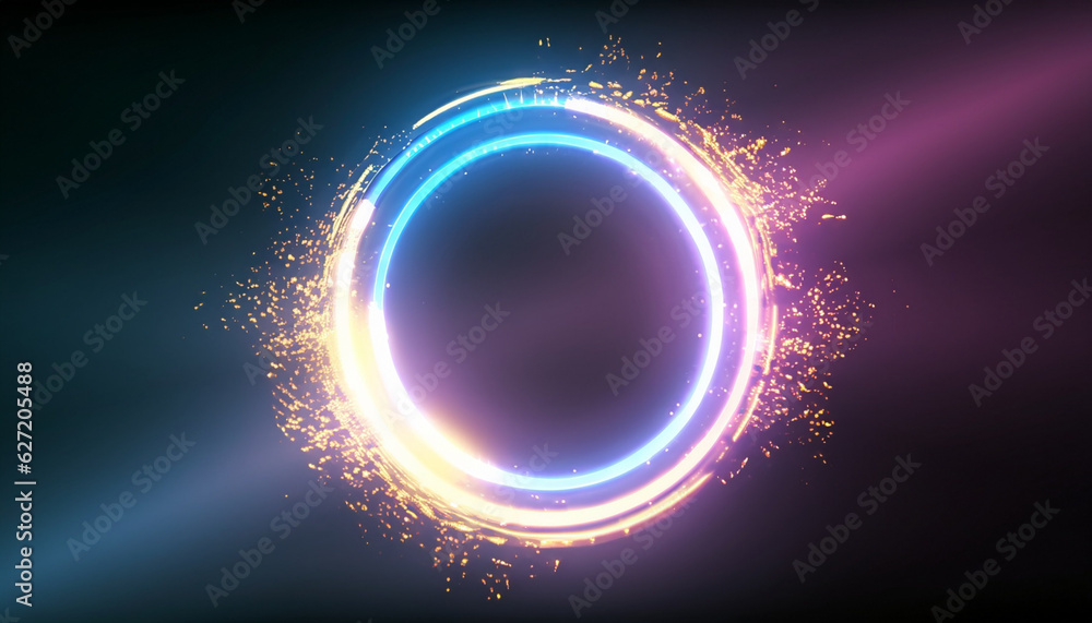 sun and clouds, Optical halo flares with neon Circle lens ring with glitter 3d digital design., Ai Generate sun and clouds, Optical halo flares with neon Circle lens ring with glitter 3d digital design., Ai Generate