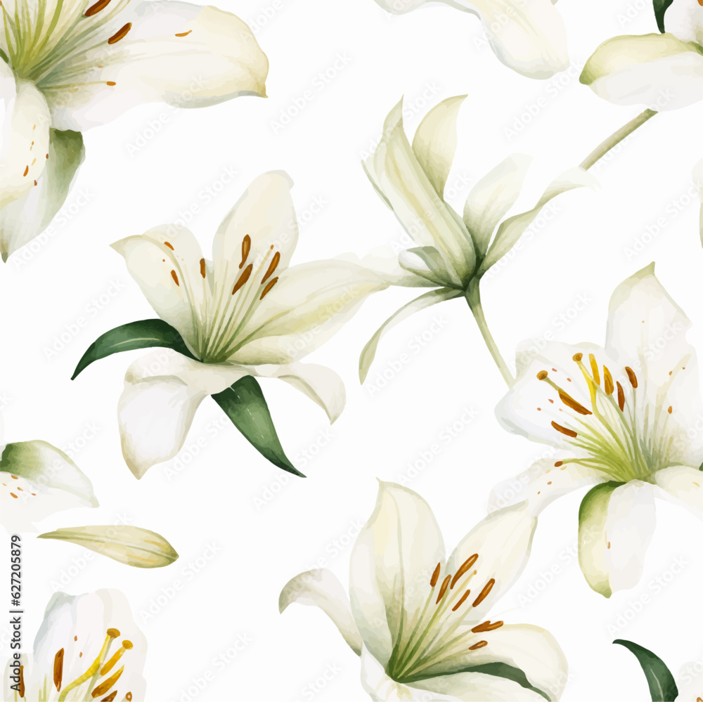 White lily pattern vector