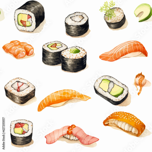 Japanese sushi pattern vector