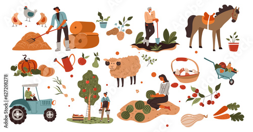 Farming and agriculture at farm, working on field