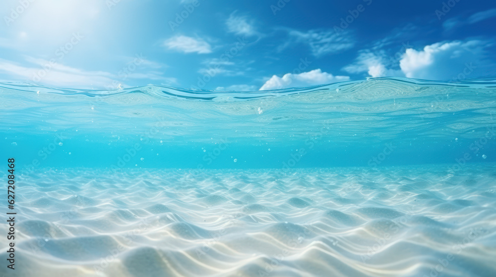 Copy space of wave blue beach background. Generative ai.