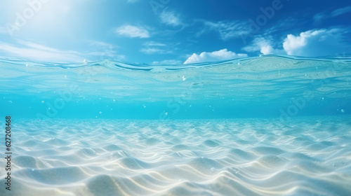 Copy space of wave blue beach background. Generative ai.