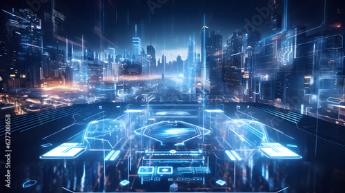 futuristic city with advanced technology 