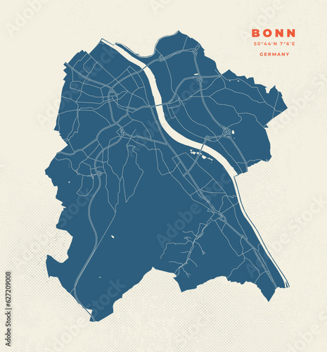 Quadro su tela Bonn - Germany map vector poster flyer