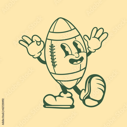 Vintage character design of rugby ball