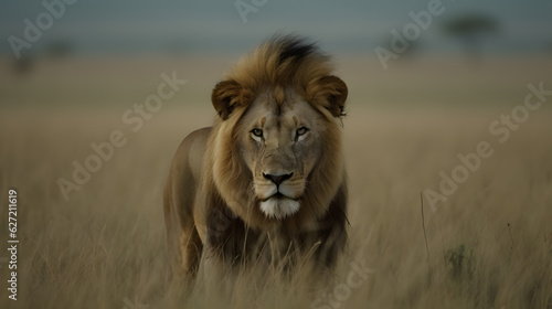 portrait of a lion in a field GENERATIVE AI