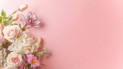 Various Flowers In Pink Background Background,flower background,background with flowers © Moon