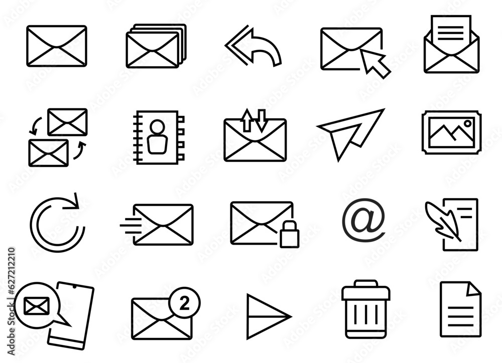 mail icons set vector illustration. contain such as email, message, contact and more mail icons set vector illustration. contain such as email, message, contact and more