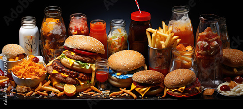 Junk foods on wooden table