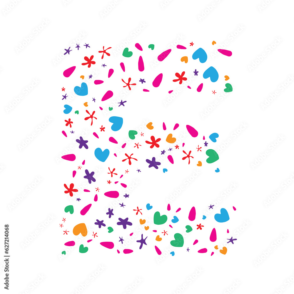 E Letter made from colorful splashes , E letter logo , Abstract E