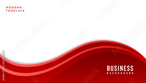 Business brochure presentation template in red wave modern style. Eps10 vector
