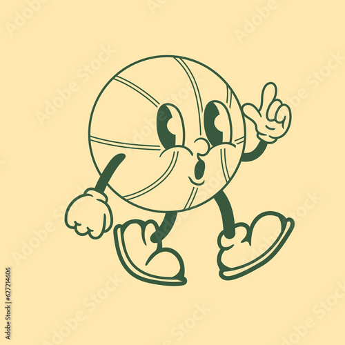 Vintage character design of basketball
