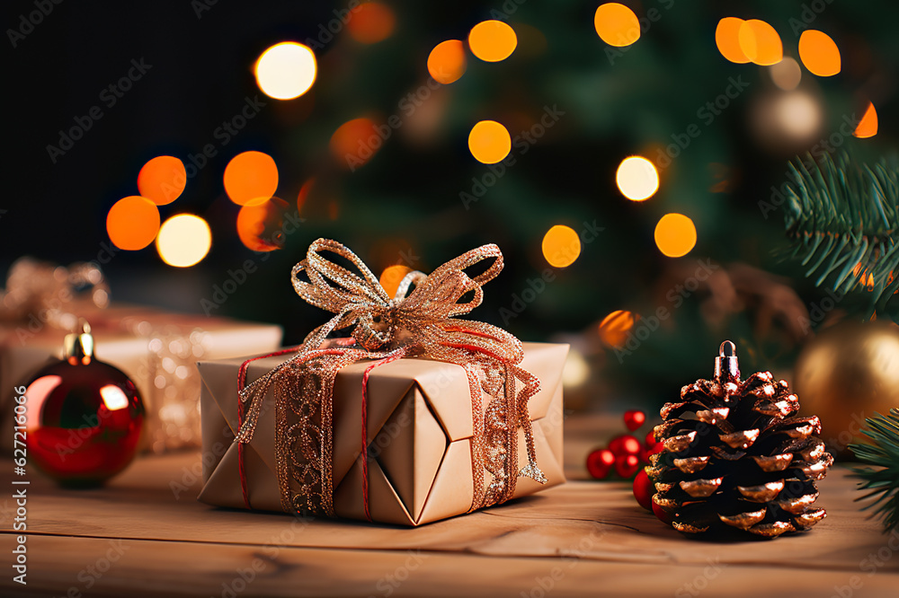 Christmas Gift Box Under the Tree - A Festive Scene of Gift Giving and Holiday Joy.. created with Generative AI Christmas Gift Box Under the Tree - A Festive Scene of Gift Giving and Holiday Joy.. created with Generative AI