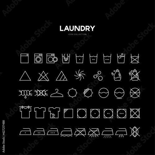 care label line icon collection