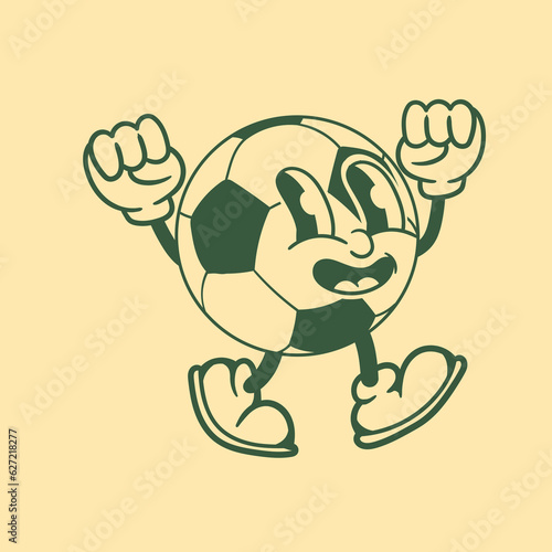 Vintage character design of soccer ball