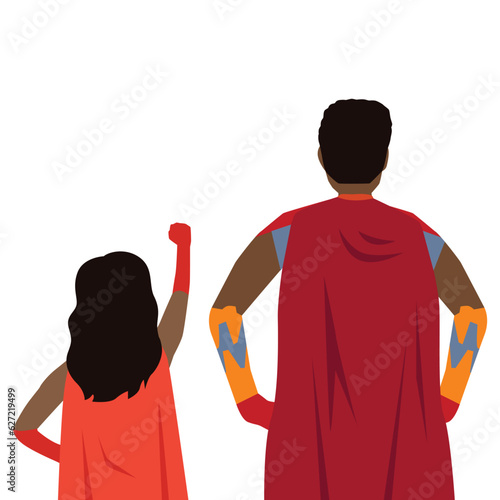 Super dad and daughter back heros characters.