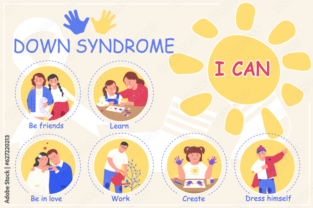 Downs Syndrome Flat Infographic