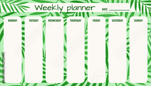 Weekly planner template. organizer and schedule with place for notes