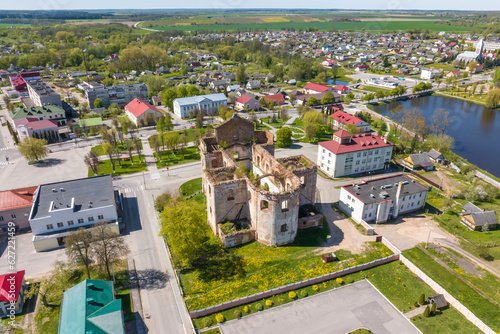 aerial view on abandoned temple or catholic church without roof in countryside © hiv360
