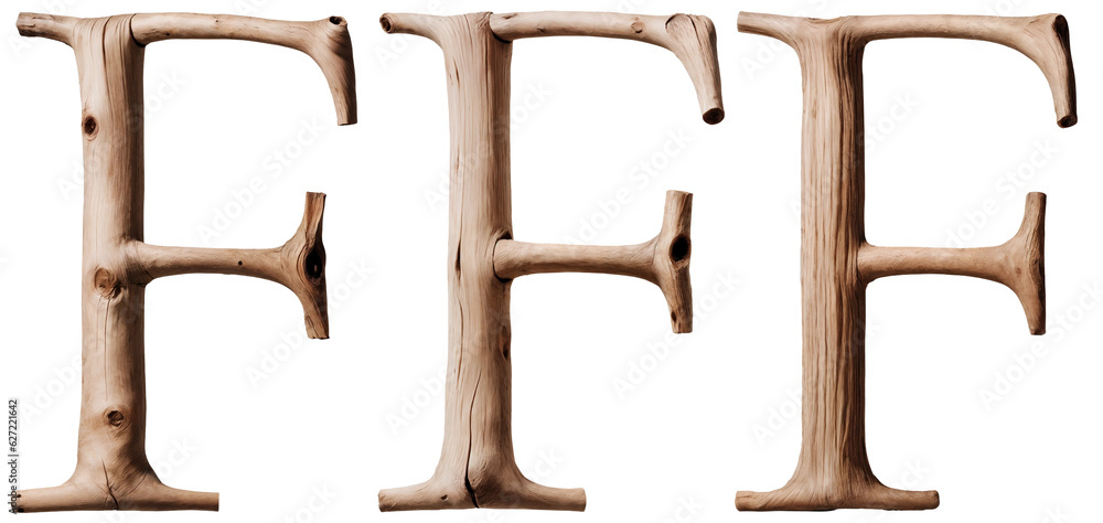 letter F made of tree branches, isolated, for movie, tv show or game logo