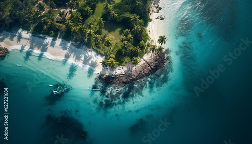 Aerial sea landscape caribbean island made with Generative AI