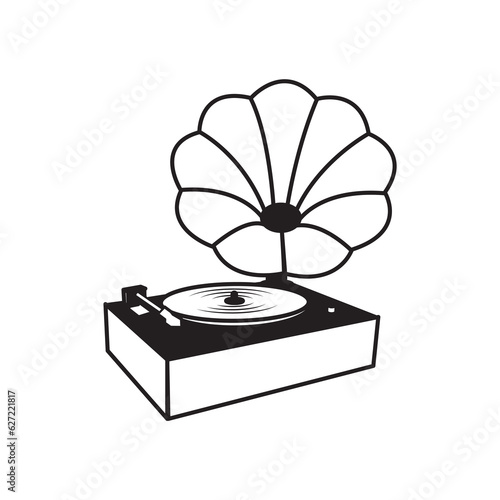 Vinyl player turntable icon. Retro style, Device for mechanical sound reproduction, Vinyl vintages classic style, Weekend vinyl player icon. Isometric of vinyl player vector  for web design.